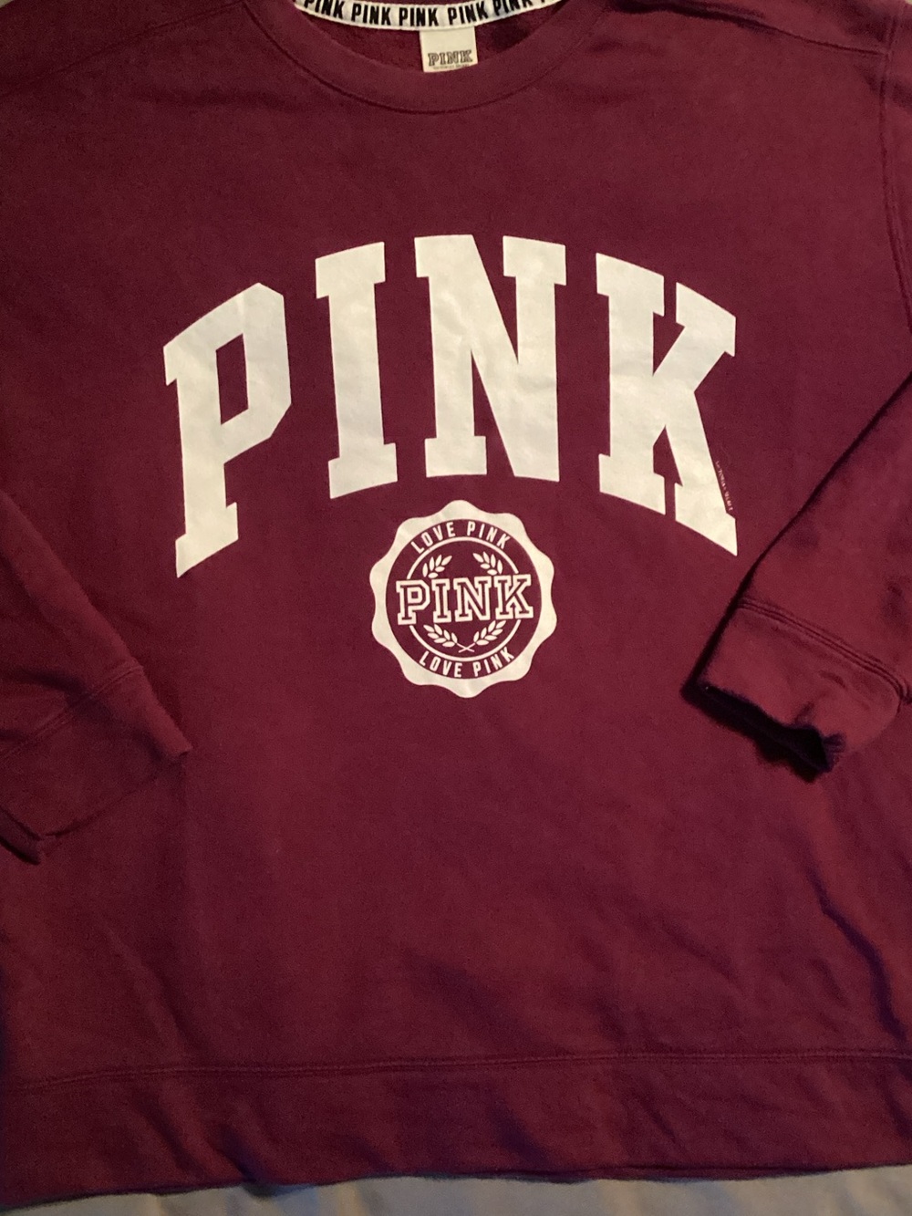 PINK Victoria's Secret Burgundy Logo Crewneck Sweatshirt
